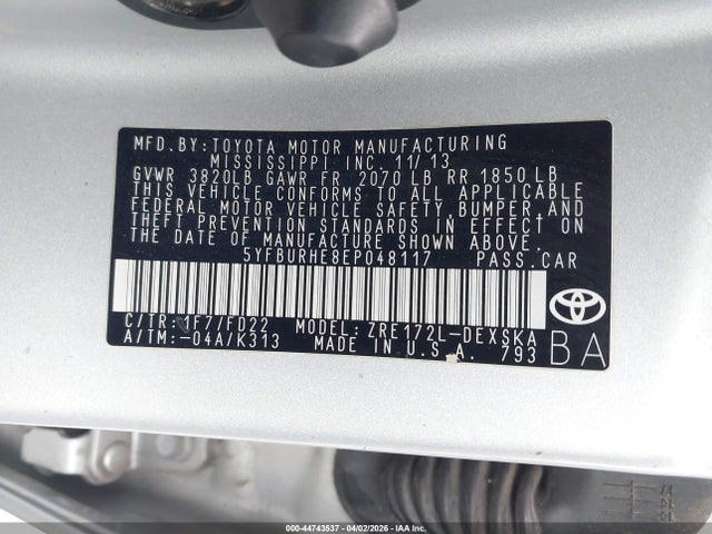 Toyota Corolla S Plus 2014 5YFBURHE8EP048117 Image 9
