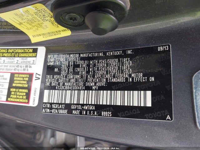Toyota Venza Xle V6 2014 4T3ZK3BB4EU064854 Image 9