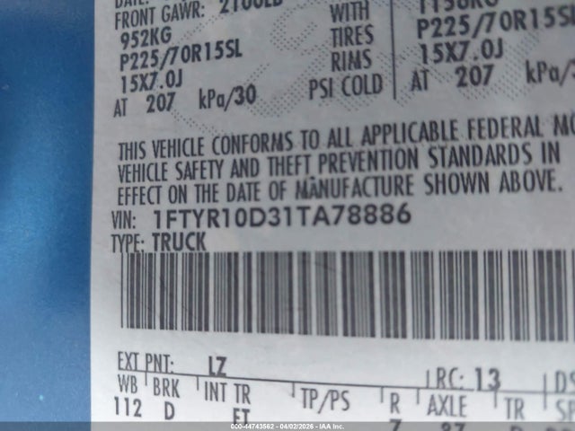 2001 FORD RANGER 1FTYR10D31TA78886 Photo 8