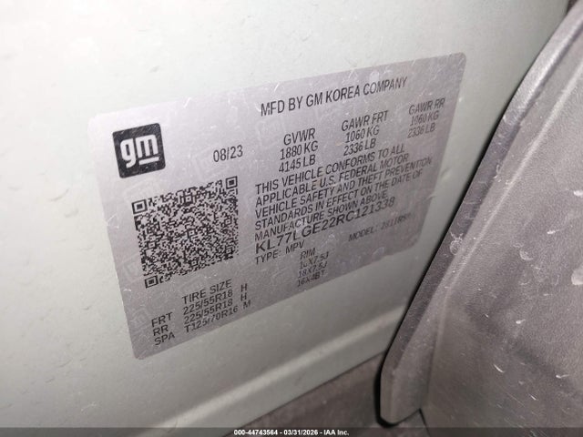 KL77LGE22RC121338 Chevrolet Trax Fwd 1rs