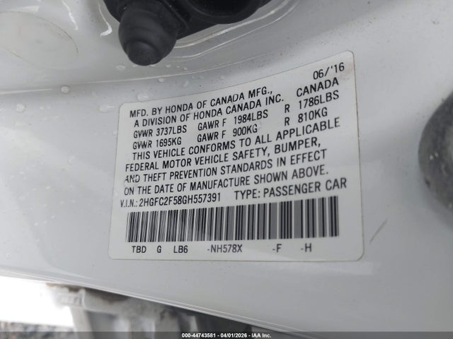2HGFC2F58GH557391 Honda Civic Lx