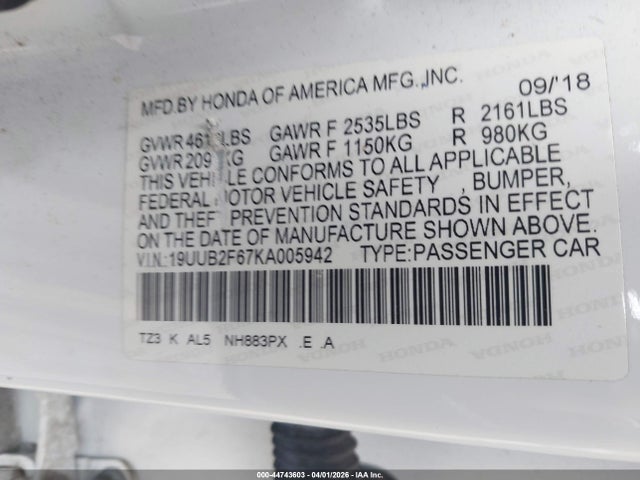 19UUB2F67KA005942 Acura Tlx Tech A-spec Pkgs
