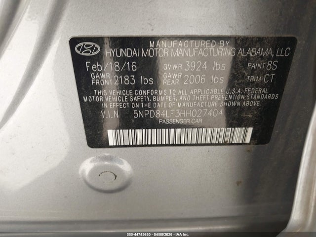 2017 HYUNDAI ELANTRA 5NPD84LF3HH027404 Photo 8