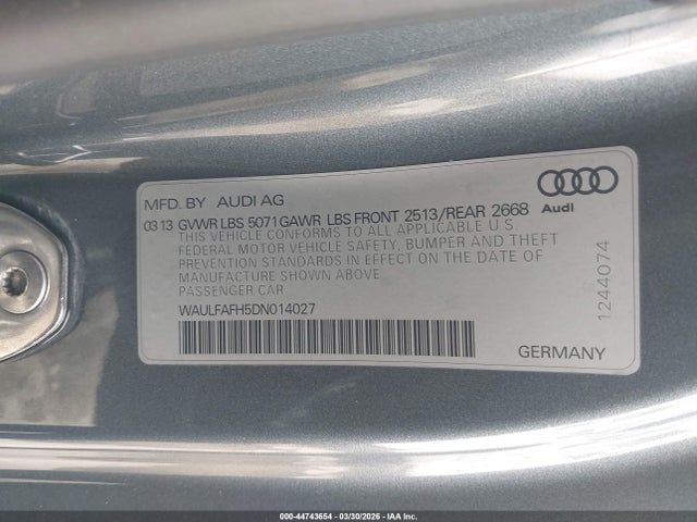 2013 AUDI A5 WAULFAFH5DN014027 Photo 8