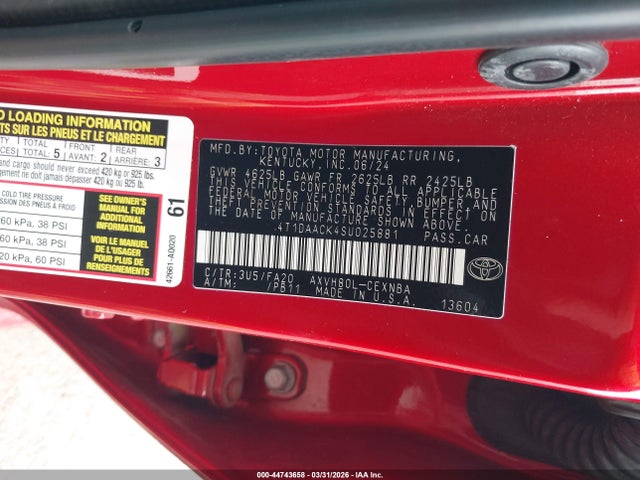 Toyota CAMRY LE 2025 4T1DAACK4SU025881 Image 9