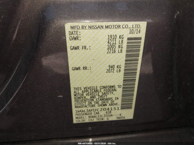 2015 NISSAN ALTIMA 1N4AL3AP1FC204151 Photo 8