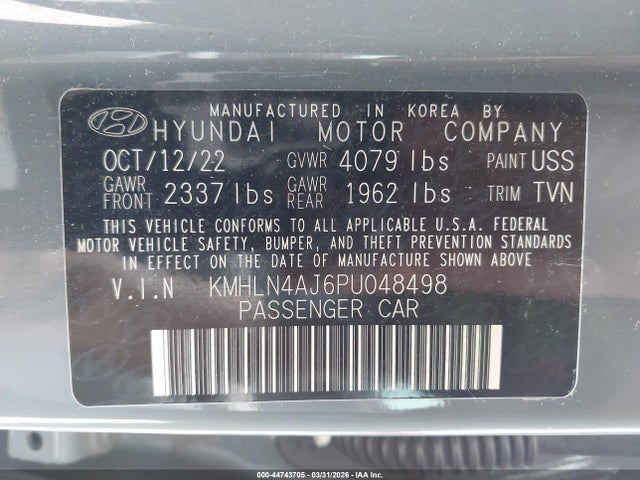 2023 Hyundai Elantra Hybrid Limited მანქანა იყიდება აუქციონზე, vin: KMHLN4AJ6PU048498, აუქციონის ნომერი: 44743705