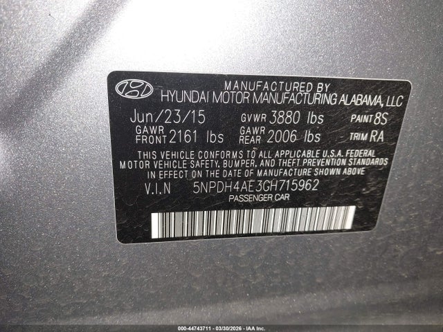 Hyundai ELANTRA SE 2016 5NPDH4AE3GH715962 Image 9