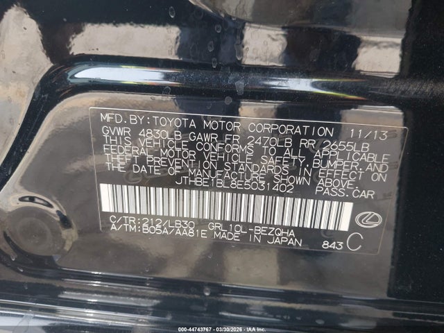 Lexus GS 350 2014 JTHBE1BL8E5031402 Image 9