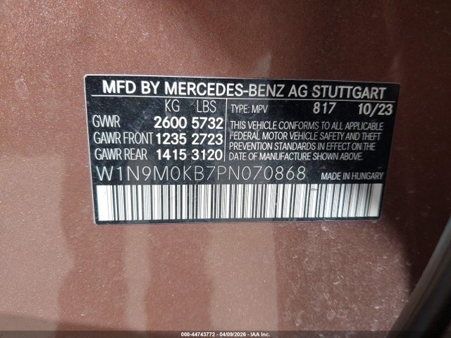 W1N9M0KB7PN070868 Mercedes-Benz Eqb 300 Suv 4matic