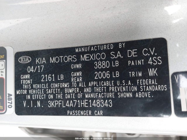 KIA FORTE LX 2017 3KPFL4A71HE148343 Image 9