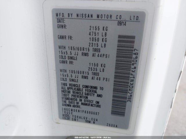 3N6CM0KN1FK690687 Nissan NV200 SV