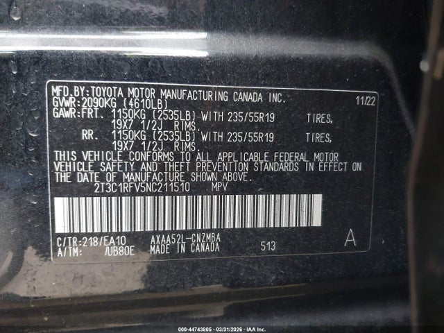 Toyota Rav4 Xle Premium 2022 2T3C1RFV5NC211510 Image 9