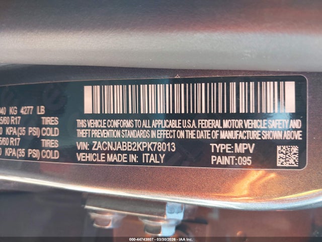 ZACNJABB2KPK78013 Jeep Renegade Latitude Fwd