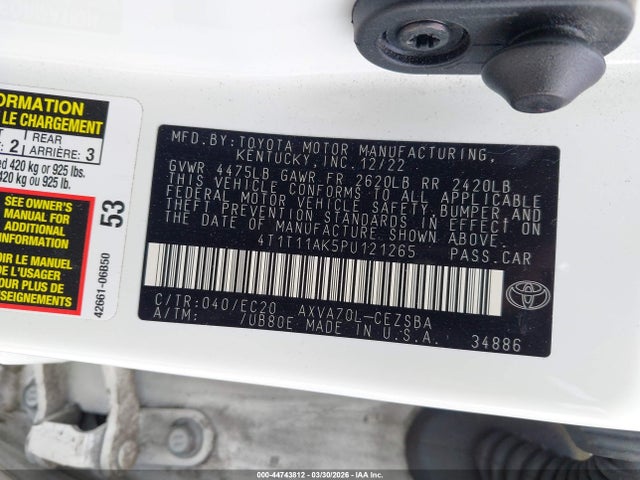 4T1T11AK5PU121265 Toyota Camry Se Nightshade Edition