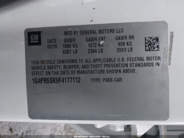 1G4PR5SK9F4177112 Buick Verano Convenience Group