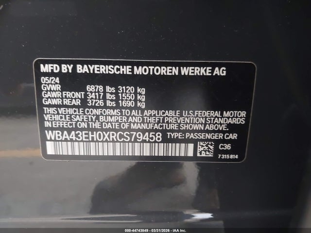 BMW 750e Xdrive 2024 WBA43EH0XRCS79458 Image 9