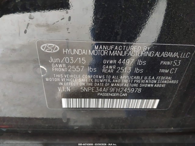 5NPE34AF9FH245978 Hyundai Sonata Limited