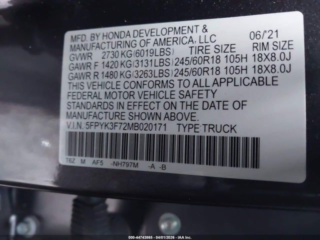 2021 HONDA RIDGELINE 5FPYK3F72MB020171 Photo 8