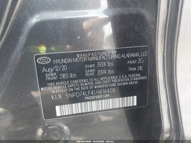 Hyundai ELANTRA SE 2020 5NPD74LF4LH616408 Image 9