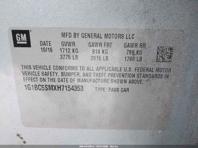1G1BC5SMXH7154353 Chevrolet Cruze Ls Auto
