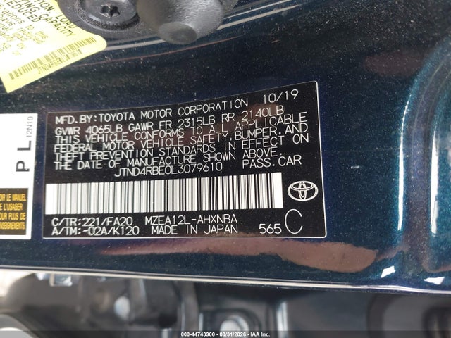 JTND4RBE0L3079610 Toyota COROLLA SE