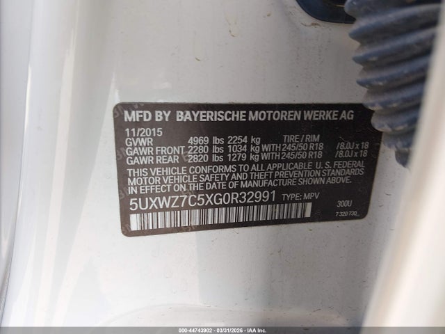 Продаж на аукціоні авто 2016 Bmw X3 Sdrive28i, vin: 5UXWZ7C5XG0R32991, номер лоту: 44743902