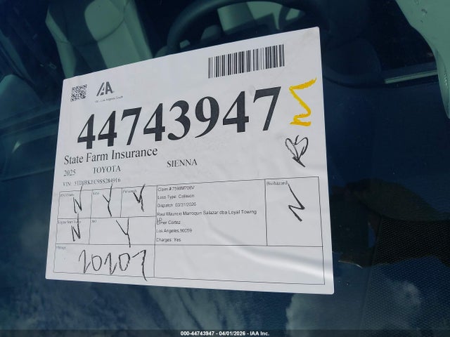 5TDJRKEC9SS284916 Toyota SIENNA XLE