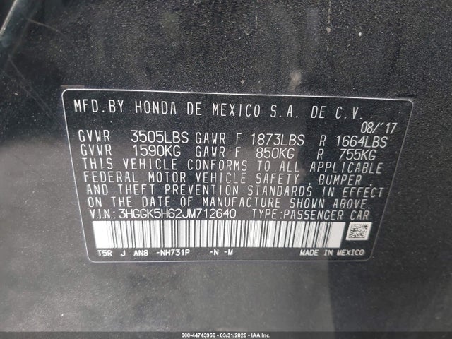 3HGGK5H62JM712640 Honda Fit Sport