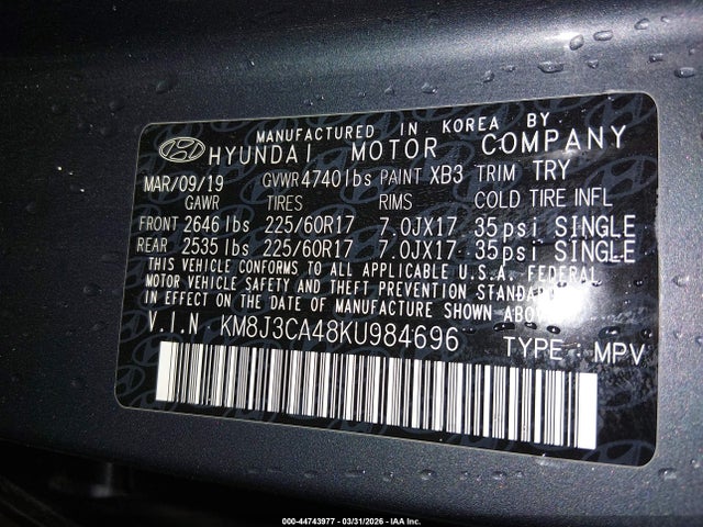 Hyundai Tucson Value 2019 KM8J3CA48KU984696 Image 9