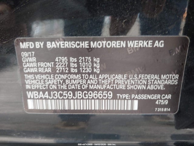 WBA4J3C59JBG96659 BMW 430i Gran Coupe Xdrive