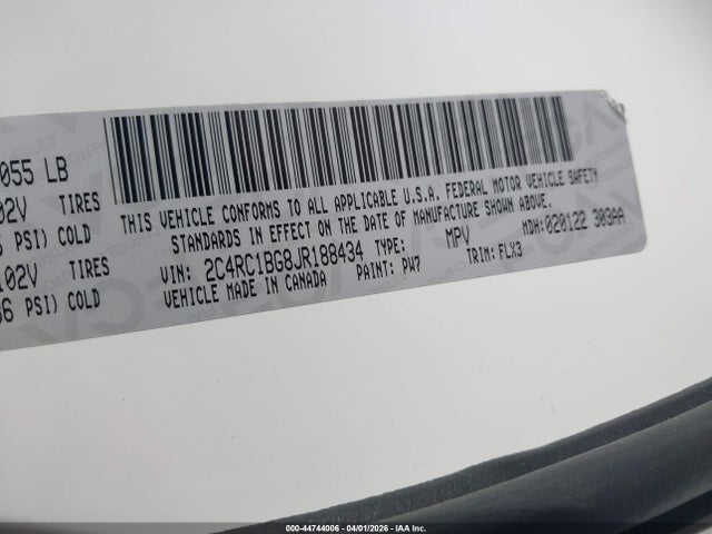 Продажа на аукционе авто 2021 Chrysler Pacifica Touring L, vin: 2C4RC1BG5MR531009, номер лота: 44744006