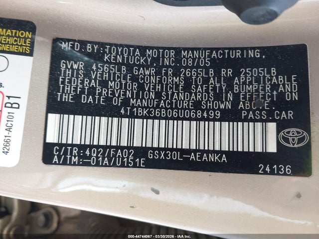 2006 TOYOTA AVALON 4T1BK36B06U068499 Photo 8