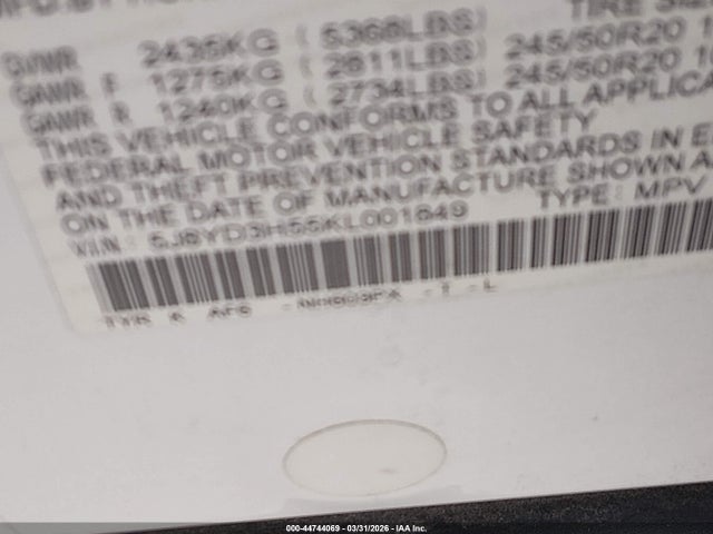 5J8YD3H55KL001849 Acura Mdx Tech Pkg