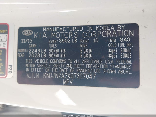 KNDJN2A2XG7307047 KIA Soul