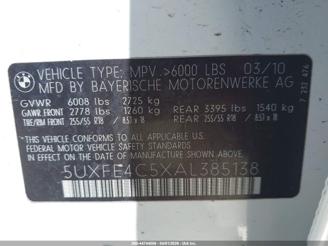 2010 BMW X5 5UXFE4C5XAL385138 Photo 8