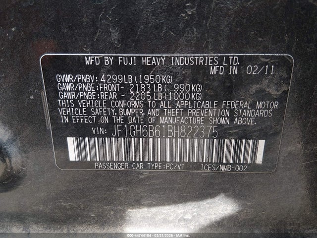 2011 SUBARU IMPREZA JF1GH6B61BH822375 Photo 8