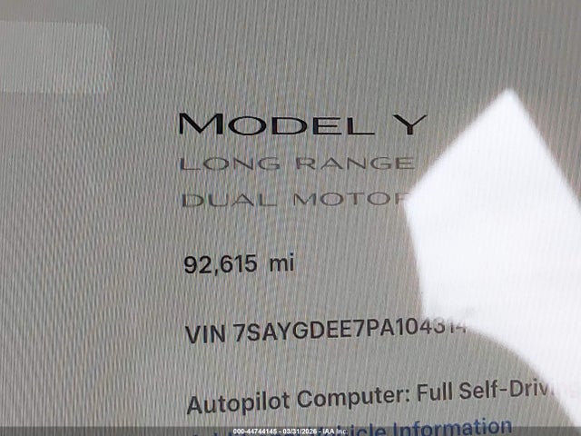 Aukcja sprzedaży 2023 Tesla Model Y Awd/long Range Dual Motor All-wheel Drive, vin: 7SAYGDEE7PA104314, numer aukcji: 44744145