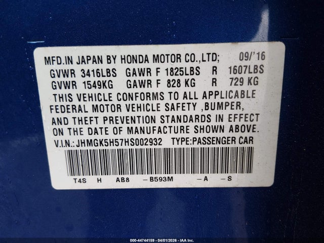 JHMGK5H57HS002932 Honda FIT LX