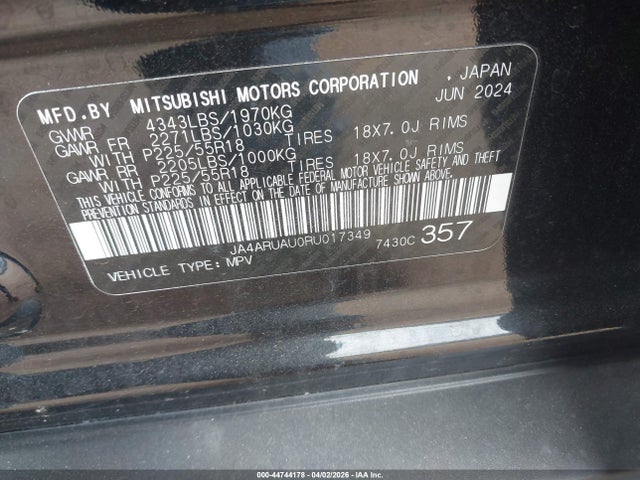 Aukcja sprzedaży 2024 Mitsubishi Outlander Sport 2.0 Es Awc/2.0 Le Awc/2.0 Ralliart Awc/2.0 S Awc/2.0 Se Awc/2.0 Trail Edition Awc, vin: JA4ARUAU0RU017349, numer aukcji: 44744178