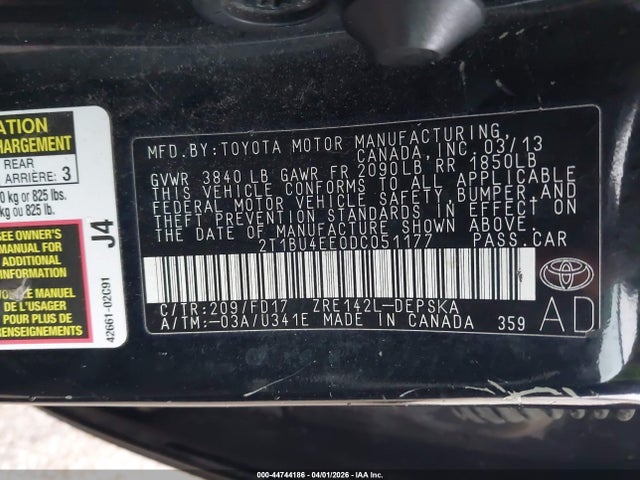 2013 TOYOTA COROLLA 2T1BU4EE0DC051177 Photo 8