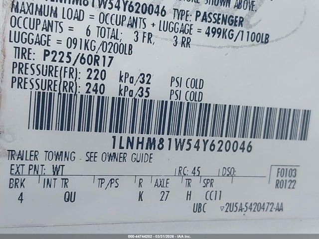 2004 LINCOLN TOWN CAR 1LNHM81W54Y620046 Photo 8