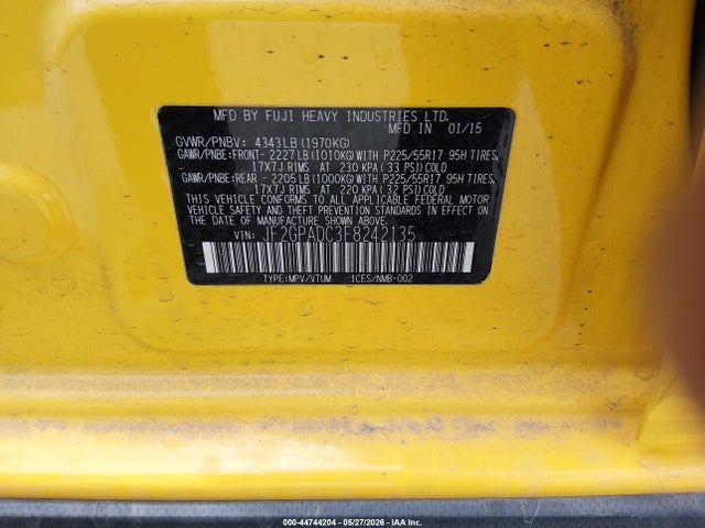 Продаж на аукціоні авто 2015 Subaru Xv Crosstrek 2.0i Premium, vin: JF2GPADC3F8242135, номер лоту: 44744204