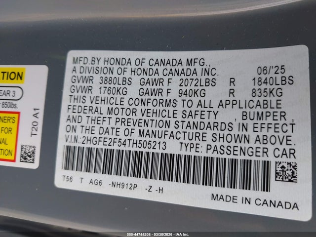 Honda Civic Sport 2026 2HGFE2F54TH505213 Image 9