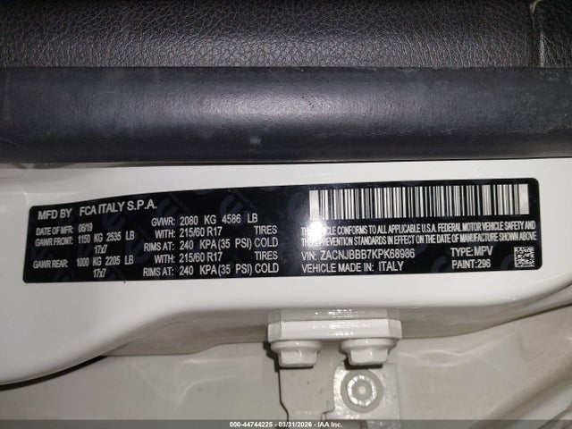 ZACNJBBB7KPK68986 Jeep Renegade Altitude 4x4