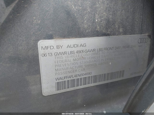 Продаж на аукціоні авто 2014 Audi A4 2.0t Premium, vin: WAUFFAFL4EN004690, номер лоту: 44744238