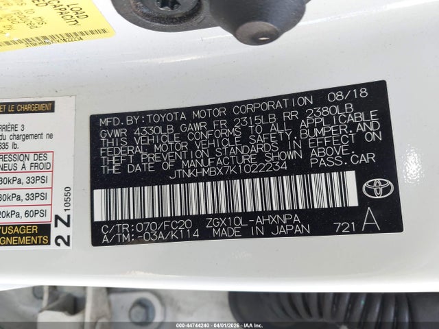 JTNKHMBX7K1022234 Toyota C-HR LE
