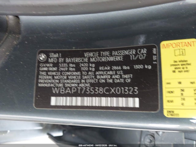 2008 BMW 535XI WBAPT73538CX01323 Photo 8