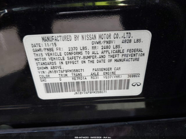 JN1BV7AP9FM358071 Infiniti Q50 Premium