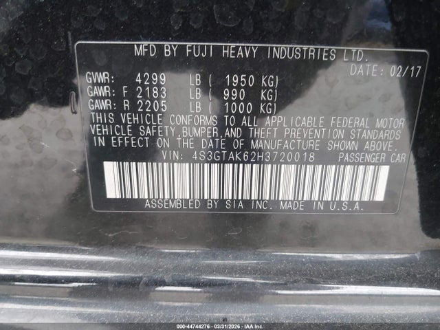 Aukcja sprzedaży 2017 Subaru Impreza 2.0i Sport, vin: 4S3GTAK62H3720018, numer aukcji: 44744276